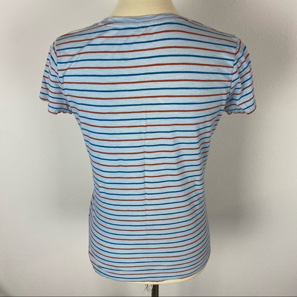 Madewell Light Blue Striped Pastel V-Neck Baby Tee - Picture 3 of 8
